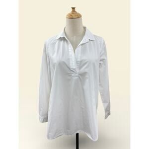 J.Crew Classic White Split Neck Tunic Top, Size Small